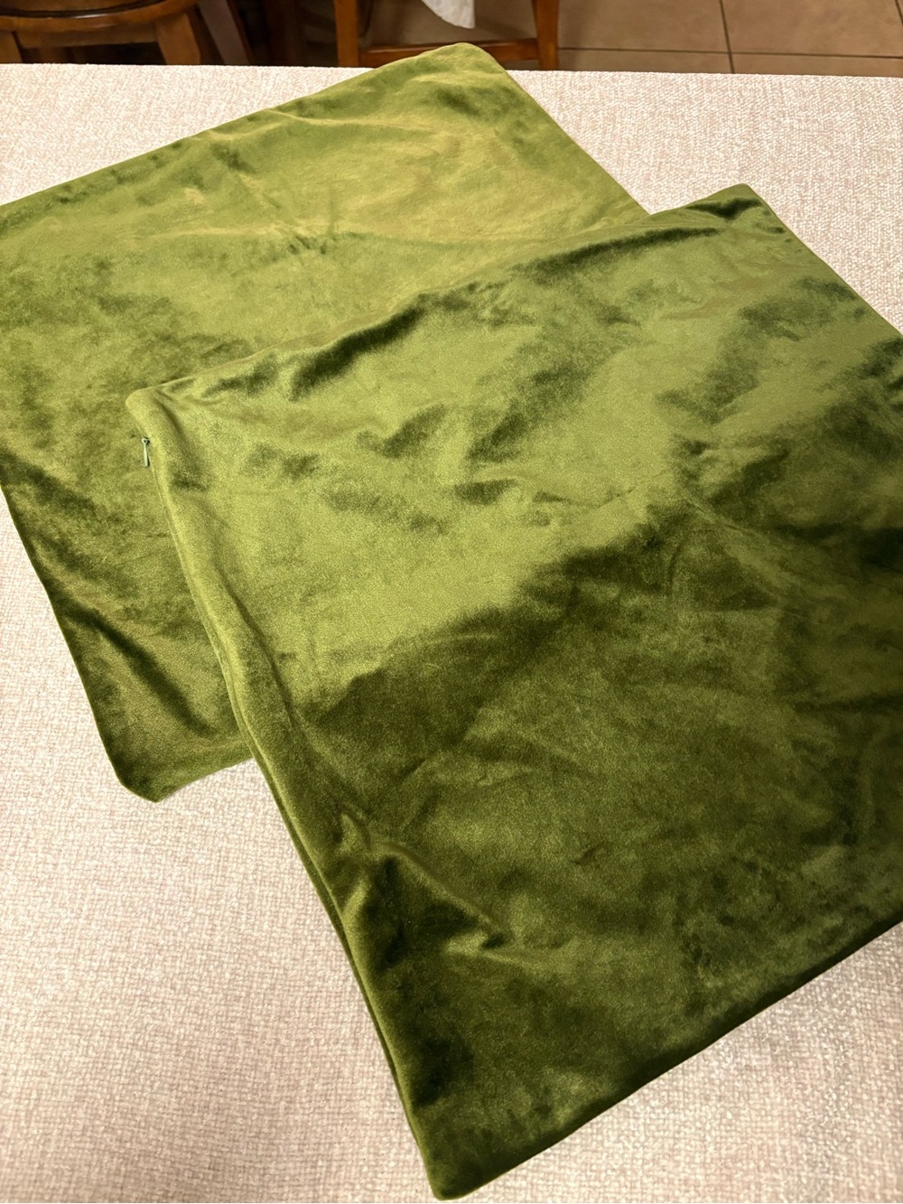 Olive Green Velvet Pillow Covers - Set of 2